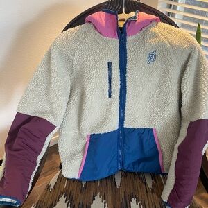 Peloton*** Cream and Blue Jacket with Pink Trim